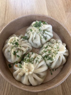 Vegan mushroom dumplings!   at Pelmeni Dumplings in Riga