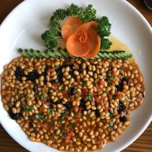 soybeans and eggplant (my fav dish) at Chanyue Xinyu Vegetarian House in Chongqing