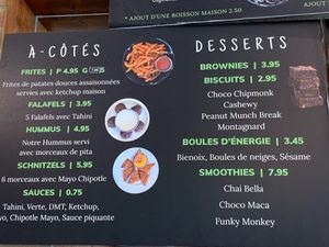 Dessert menu at Panthere Verte - Plateau in Montreal