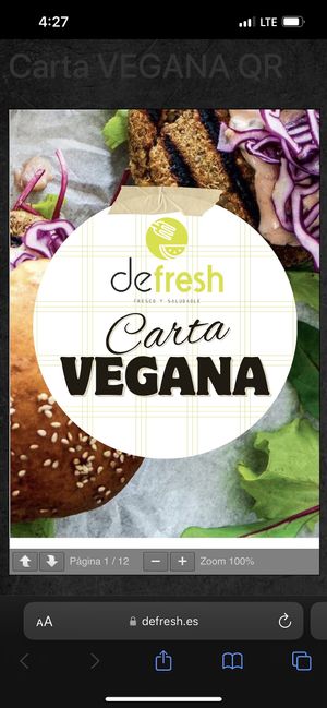 Vegan menu  at Defresh in A Coruna