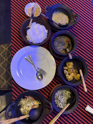 Rice and vegetable curryy  at S.L.K.afé in Sigiriya