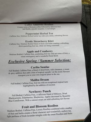 Tea menu   at Whittlebury Park Hotel & Spa  in Towcester