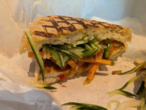 Spicy vegan bahn mi sandwich at Mendocino Farms - Mission St in San Francisco