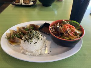 Dumpling Plate with Ube gyoza   at I Luv Dumplings in Honokaa
