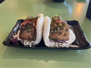 Smoked Tofu Hirara Buns    at I Luv Dumplings in Honokaa