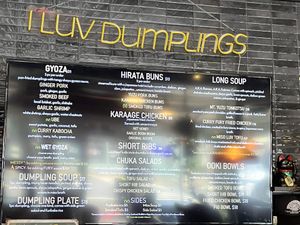 Menu (sorry couldn’t get a picture without glare)   at I Luv Dumplings in Honokaa