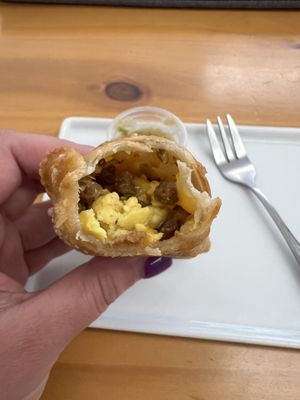 Vegan chorizo, egg, and cheese empanada  at Tetherball Coffee in Jacksonville