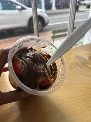 Dubai strawberry cup  at freshroll - Mashpee Commons in Mashpee