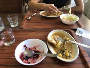 Half way through our meal  at Restoran Markat in Pula