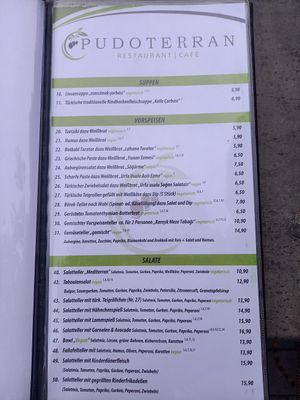 Vegan options at Pudoterran Café & Restaurant in Puschendorf