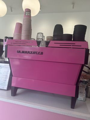 Epic pink coffee machine  at Yas Bean in Macclesfield