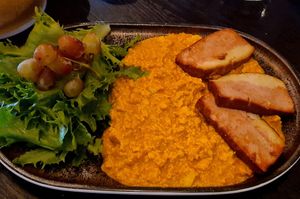 Scrambled tofu with tofu bacon at Arken Hotel & Art Garden Spa in Gothenburg