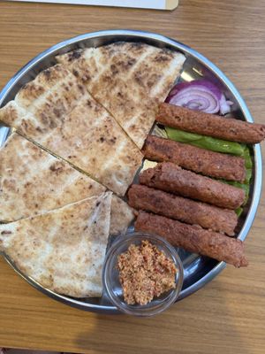 Vege ćevapi with side of tofu urnebes  at Walter BBQ in Zabljak