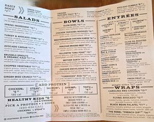 Menu at Flower Child in St Louis