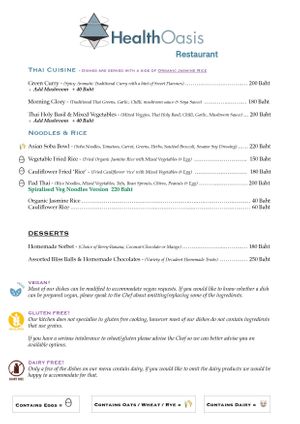 Menu 3 at Health Oasis Resort in Koh Samui