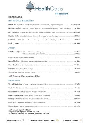 Menu 4 at Health Oasis Resort in Koh Samui