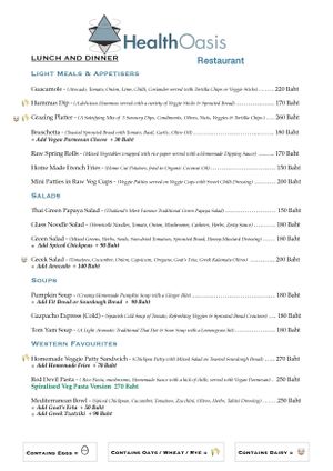 Menu 2 at Health Oasis Resort in Koh Samui