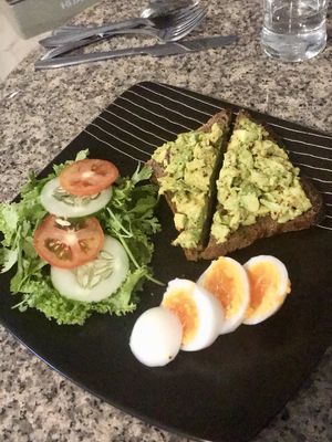 Mashed Avocado with duck eggs at Health Oasis Resort in Koh Samui