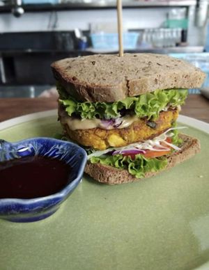 Homemade Tofu Burger at Health Oasis Resort in Koh Samui