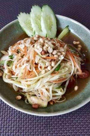 Traditional Thai Papaya Salad at Health Oasis Resort in Koh Samui