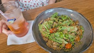 Quinoa Salad and raspberry soda at Studio Mu in Recife