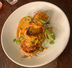 Spicy Corn fritters / Slaw / Sauce (can’t remember what it was)   at Brasserie Blanc in Portsmouth