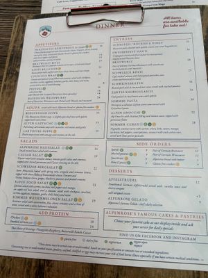 Menu photo   at Alpenrose in Vail