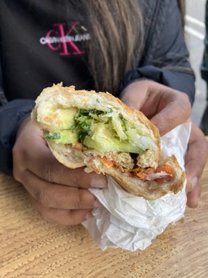 Banh mi with lemongrass tofu  at Viet Rose Cafe in Fitzroy