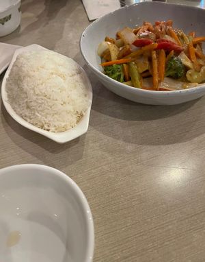 Satay mock meat. Pretty good., but too many carrots  at Viet Rose Cafe in Fitzroy