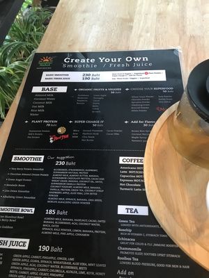 Menu at Sunshine Market in Bangkok