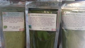 chlorella and spirulina at Sunshine Market in Bangkok