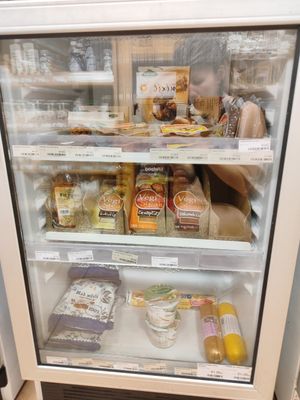 Vegan sausages etc at Bio Domov in Prague