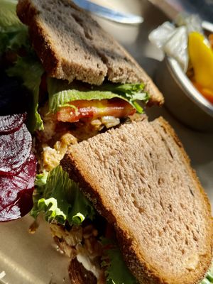 Tempeh sandwich   at Meshigane in Zikhron Yaakov