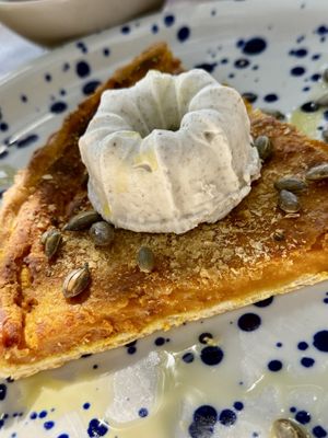 Pumpkin & Za’atar tart  at Meshigane in Zikhron Yaakov