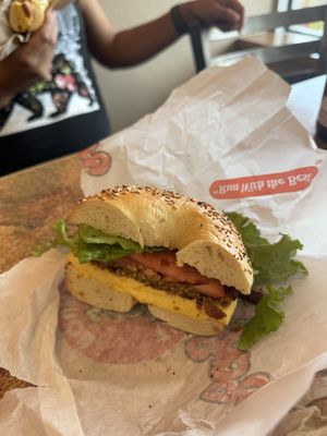 Vegan sausage and vegan egg in a bagel   at Bagelman  in Danbury