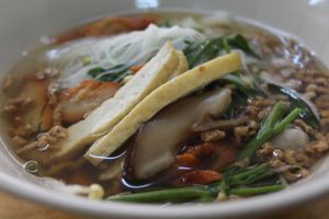 This Noodle soup was amazing! I could eat it all day! at Hong Ming Vegetarian Food in Krabi