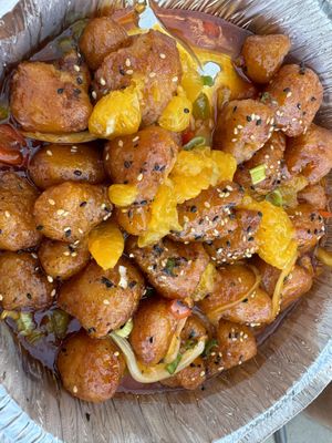 Orange cauliflower   at Blue Wave Bar & Grill in San Diego