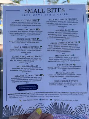 Menu   at Blue Wave Bar & Grill in San Diego