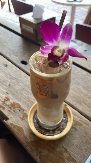 Iced latte with coconut milk  at Madame Musur in Bangkok