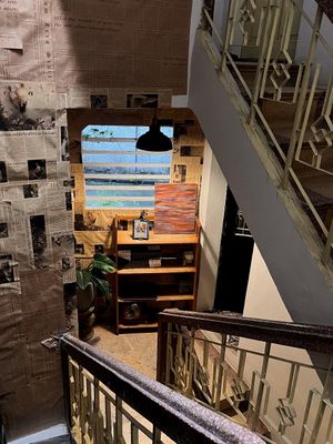 Interesting stair at Phê Chay in Hanoi