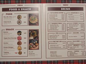 Menu at Phê Chay in Hanoi