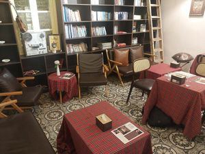 Interior (second floor) at Phê Chay in Hanoi