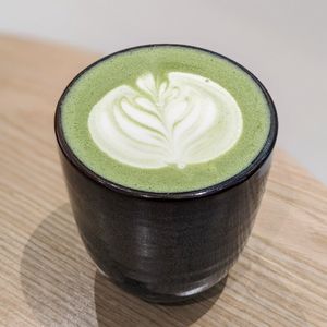 Vegan Hot Matcha Hojicha Latte at Hvala Odeon in Central Singapore