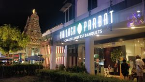 Night street view at Kailash Parbat - Belilios Rd in Central Singapore