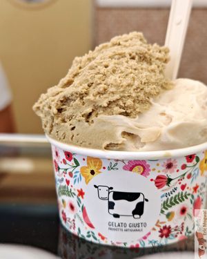 pistachio and vanilla. at Gelato Giusto in Milan