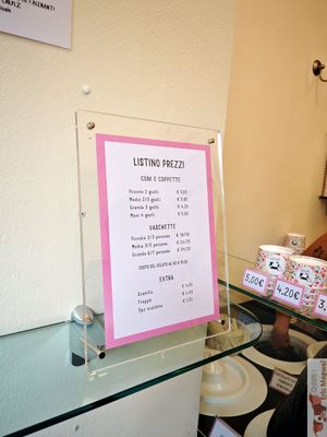 Menu at Gelato Giusto in Milan