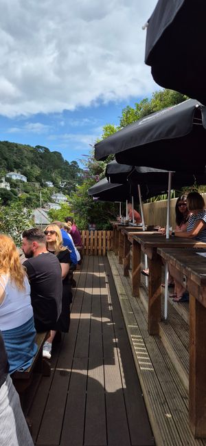 Terrace at The Three Pilchards  in Polperro