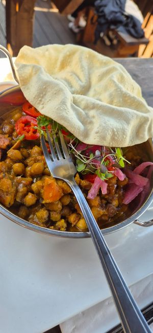 chickpea curry at The Three Pilchards  in Polperro
