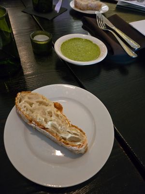 Complimentary bread and pesto at Civico 2064 in Los Angeles
