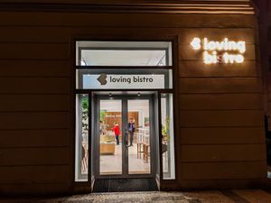 Front door of Loving Bistro at Loving Bistro in Prague